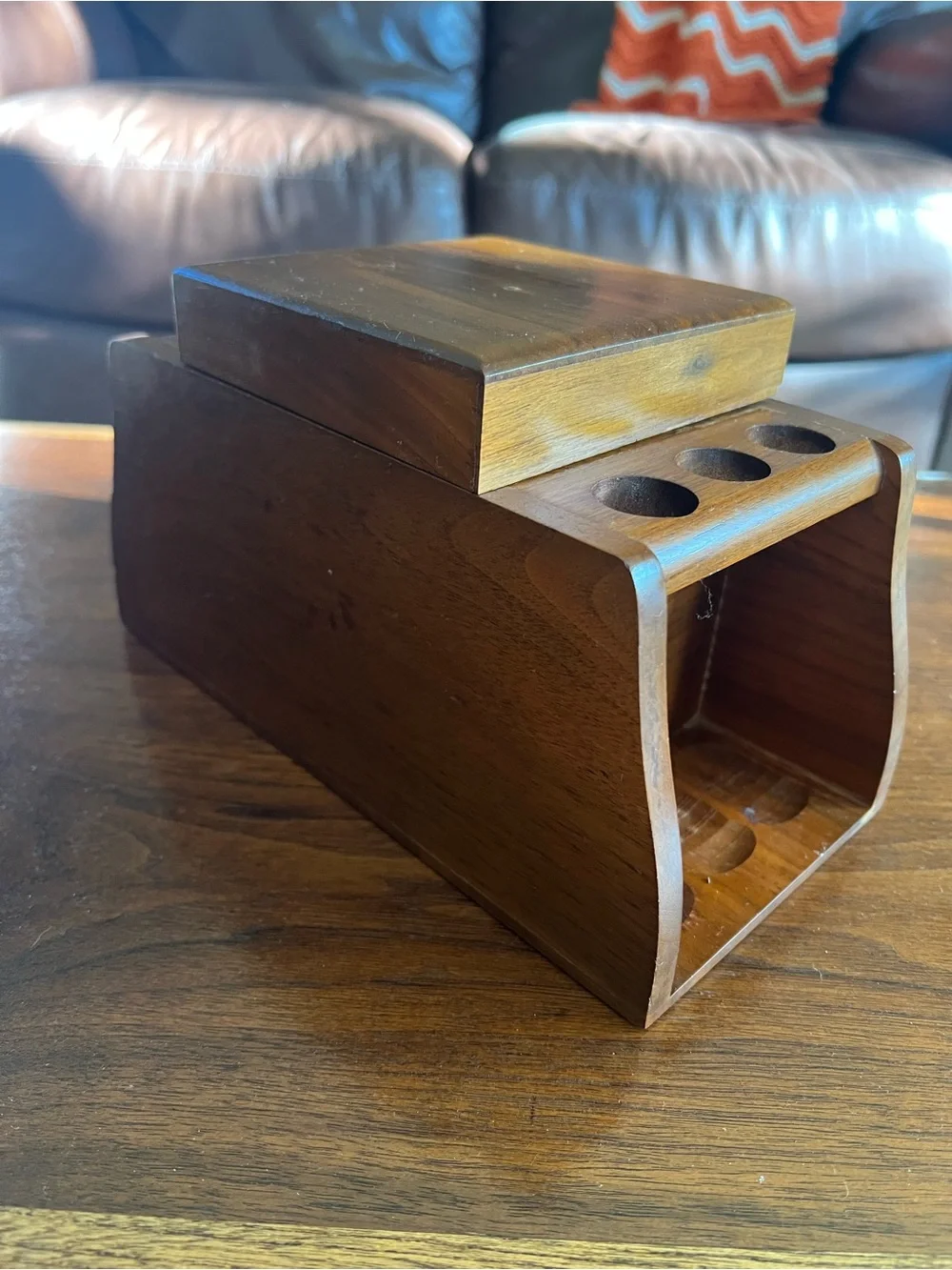 Vintage Fairfax Classic Wood 6-Pipe Holder/Display with Humidor Box